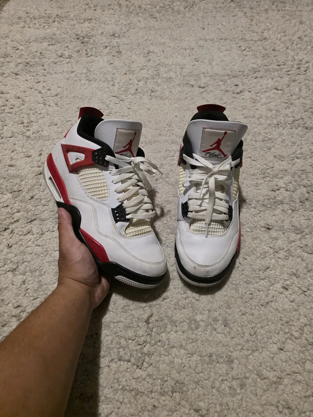 Air Jordan 4 Retro White Red Black - Visible Jumpman